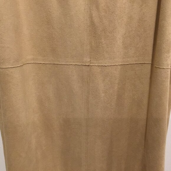 Vintage Finity Faux Suede Midi Skirt Camel Tan XL – Y2K Quiet Luxury Minimalist - Picture 4 of 8